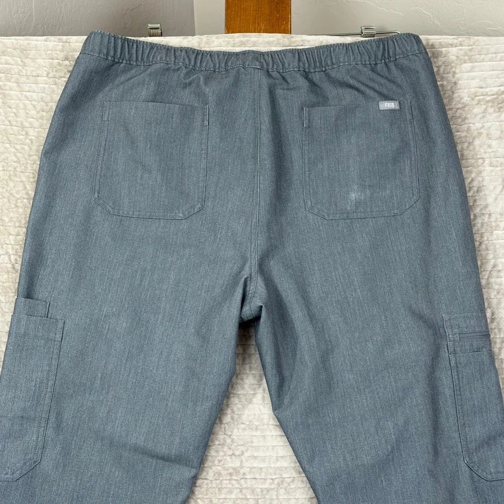 FIGS Technical Collection Scrub Pants Charcoal‎ Grey Cargo Drawstring XL